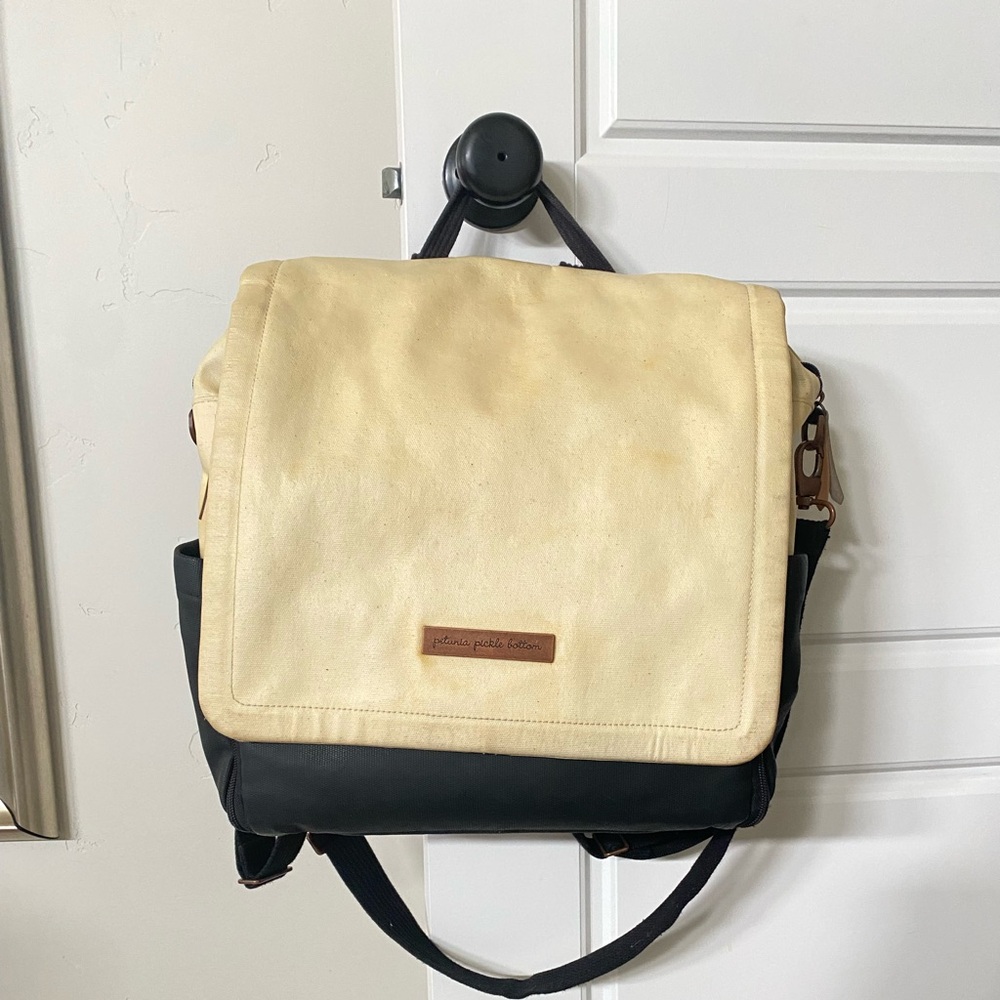 Petunia pickle bottom canvas boxy backpack in birch and black